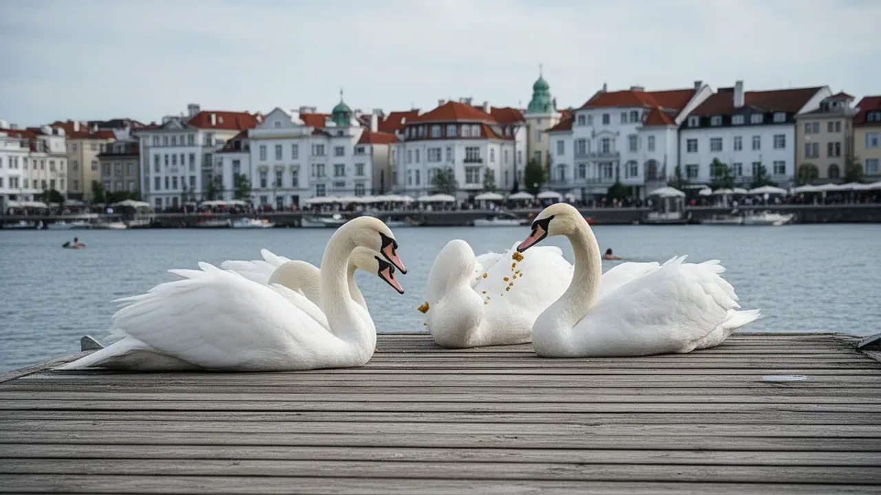 Łabędzie na molo – turyści je karmią, a to im szkodzi. Poznaj fakty!