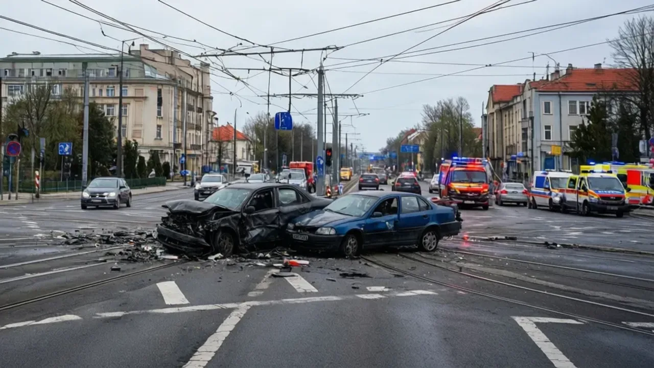 Stłuczka na skrzyżowaniu ul. Grunwaldzkiej i Alei Niepodległości